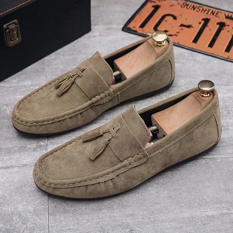 Comodish Men's Loafers Nubuck Leather with Tassel Driving Style Loafer Slip Resistant Lightweight Flexible Casual Slip-ons