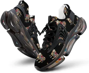 Cow with Flower Pattern Men's Running Shoes Lightweight Walking Shoe Breathable Sneaker