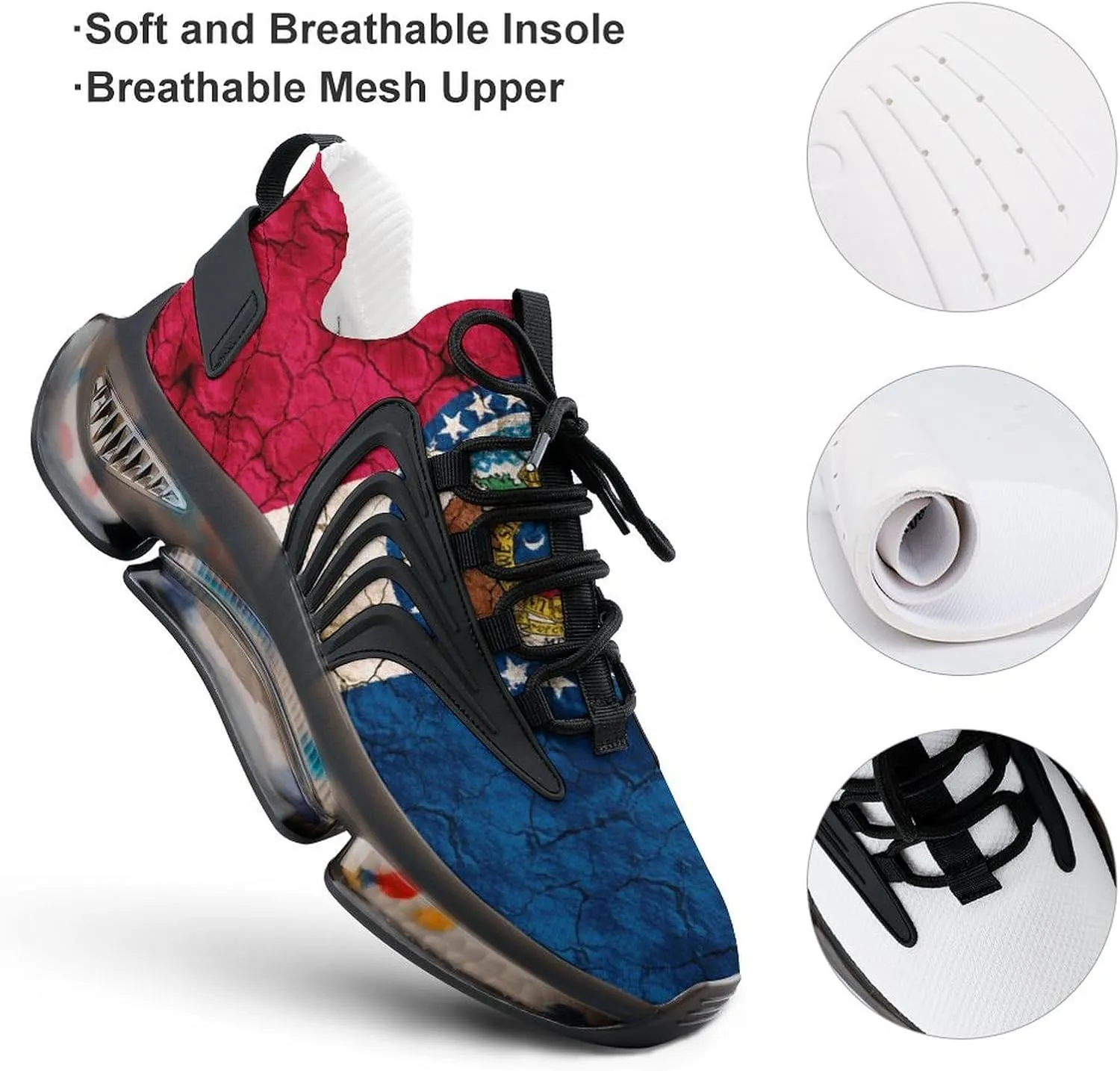 Cracked Soil Missouri Flag Men's Running Shoes Lightweight Walking Shoe Breathable Sneaker