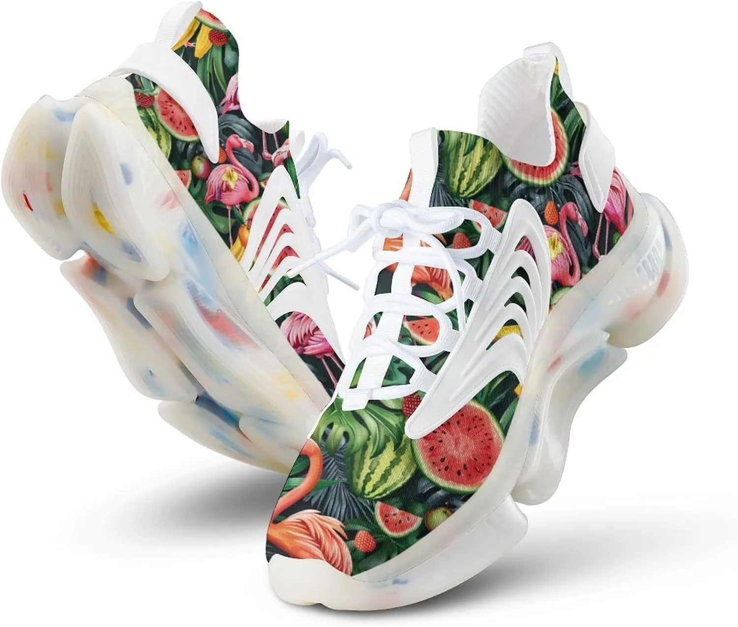 Cute Flamingo Melon Tropical Fruit Men's Running Shoes Lightweight Walking Shoe Breathable Sneaker