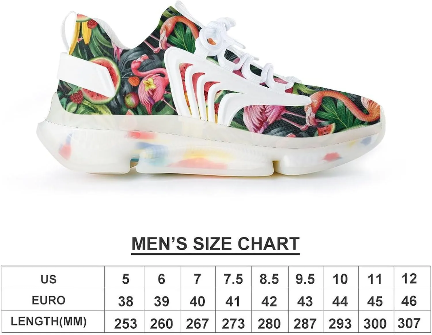 Cute Flamingo Melon Tropical Fruit Men's Running Shoes Lightweight Walking Shoe Breathable Sneaker