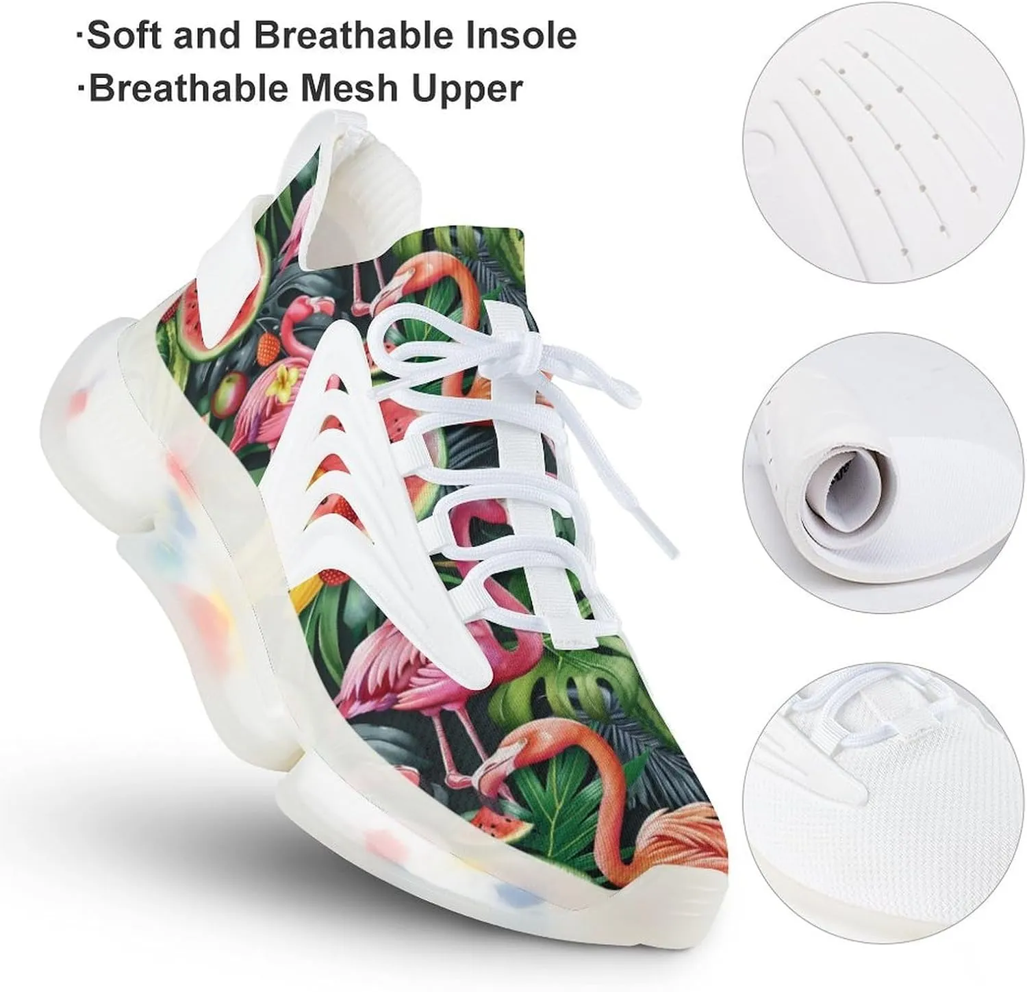 Cute Flamingo Melon Tropical Fruit Men's Running Shoes Lightweight Walking Shoe Breathable Sneaker