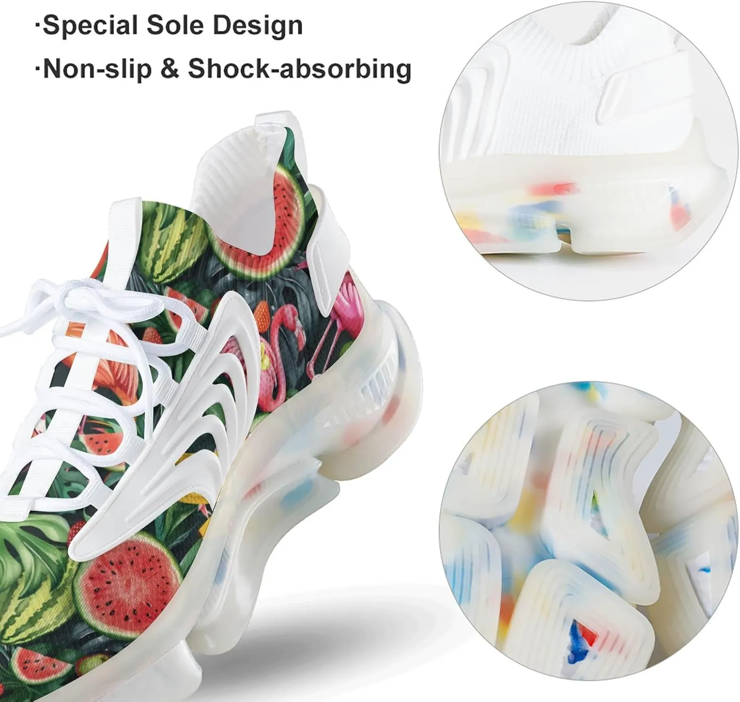Cute Flamingo Melon Tropical Fruit Men's Running Shoes Lightweight Walking Shoe Breathable Sneaker