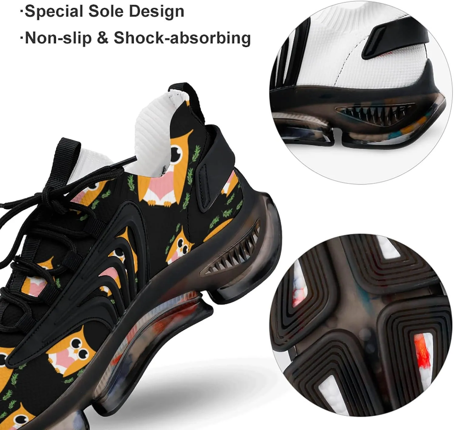 Cute Owl Men's Running Shoes Lightweight Walking Shoe Breathable Sneaker