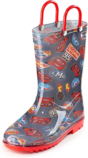 Disney Cars Lightning McQueen PVC Rain Boots for Boys with Easy-On Handles – Toddler & Little Kid Sizes