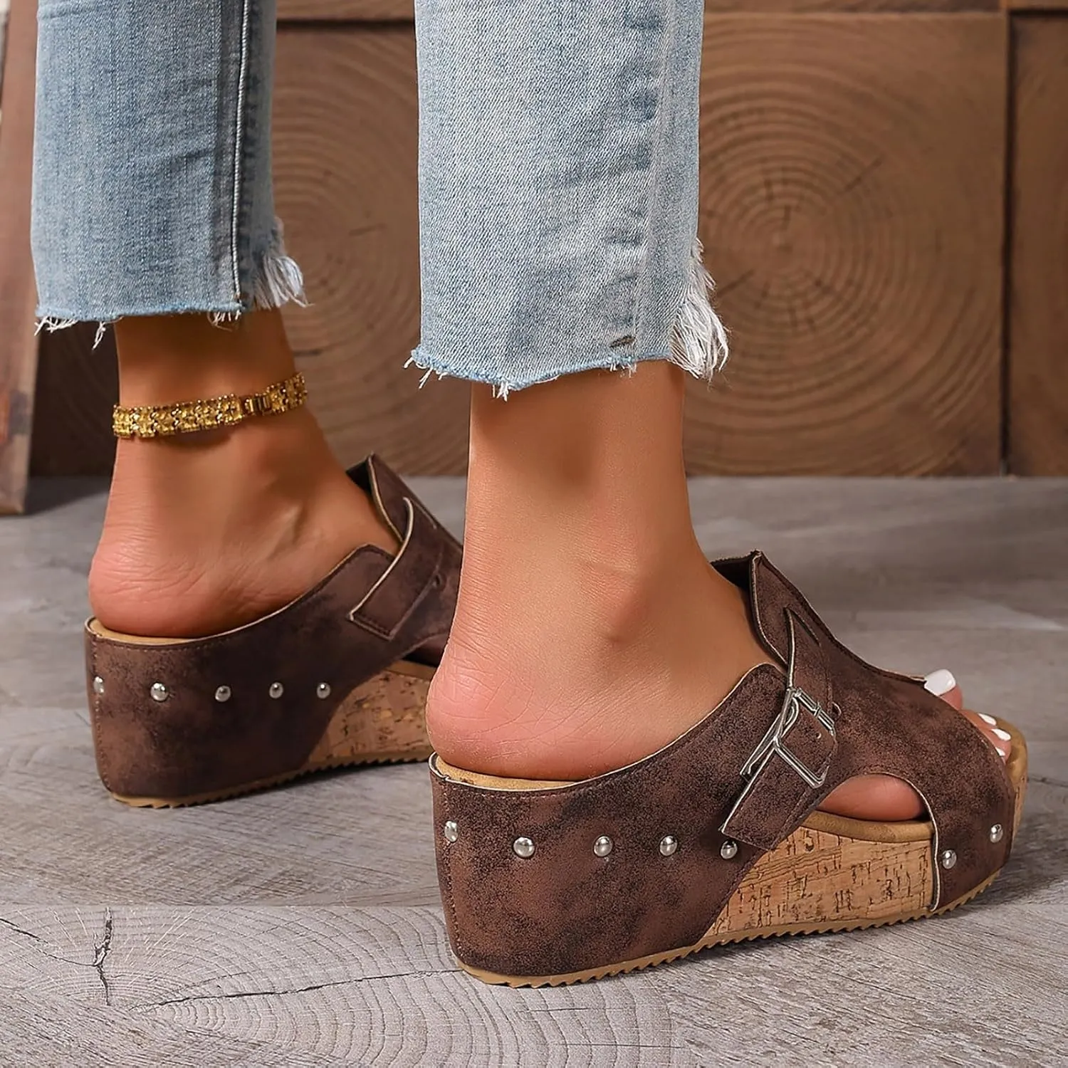 Eduavar Sandals for Women 2025 Casual Comfortable Sandals Arch Support Slip-on Fashion Beach Platform Wedge Slide Slipper
