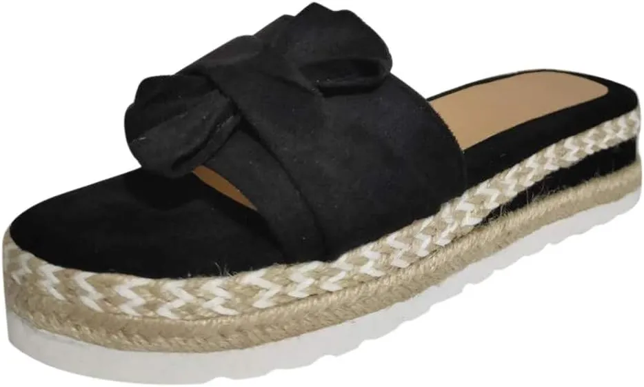 Eduavar Sandals for Women Dressy Summer, Sandals Women Dressy Breathable Open Toe Bow Sandals Women Weave Flat Beach Sandals