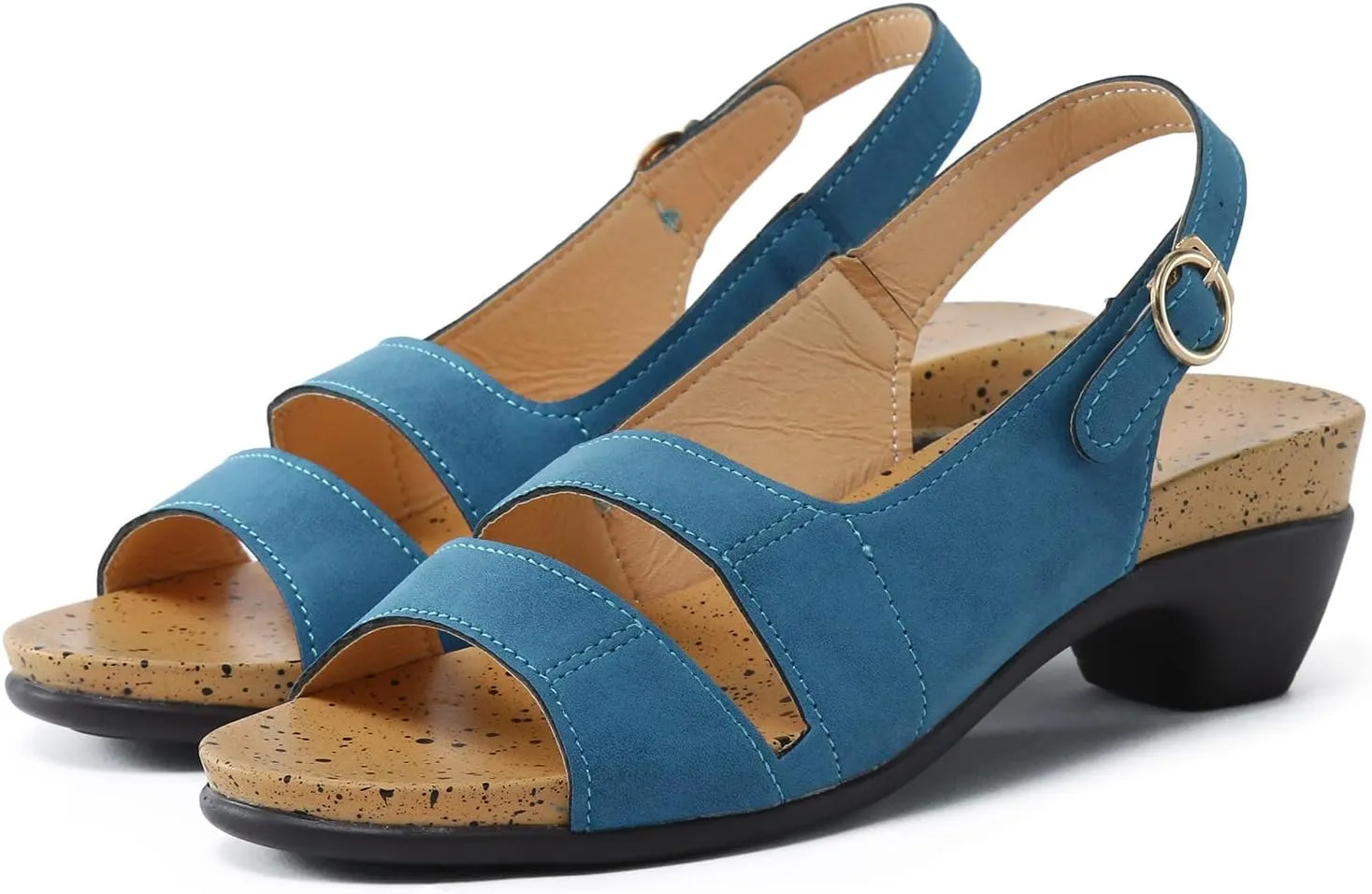 Eduavar Wedge Sandals for Women, Womens Sandals Orthopedic Sandals Dressy Open Toe Low Heel Sandals with Ankle Strap