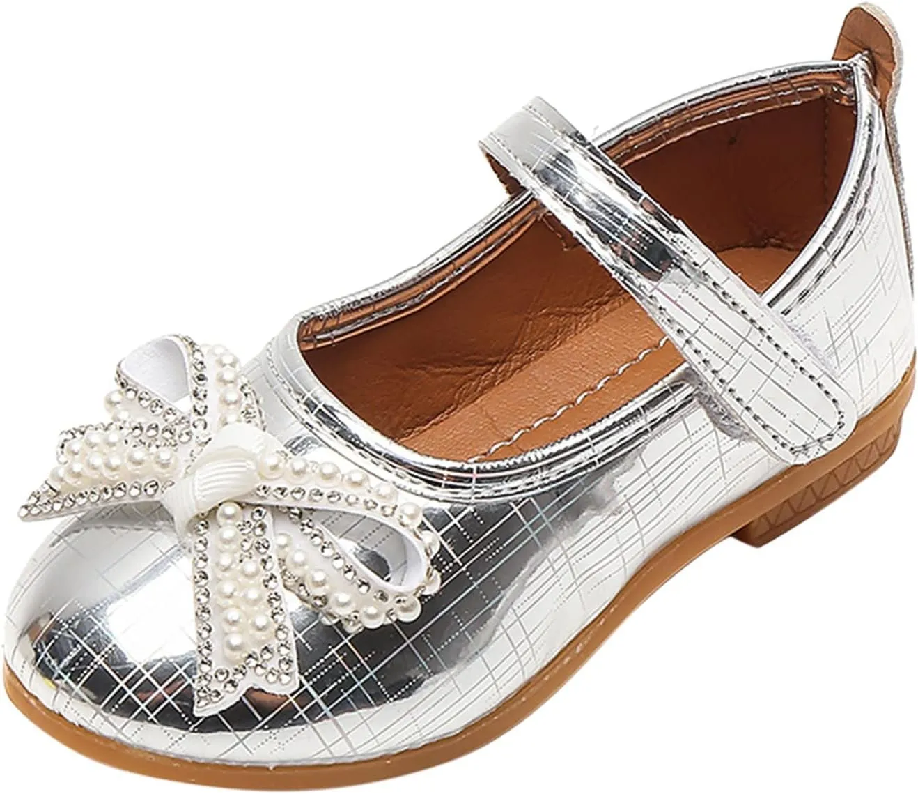 EnJoCho Casual Shoes for Girls Fashion Autumn Girls Casual Shoes Flat Lightweight Pearl Rhinestone Bow Cute Dress Shoes