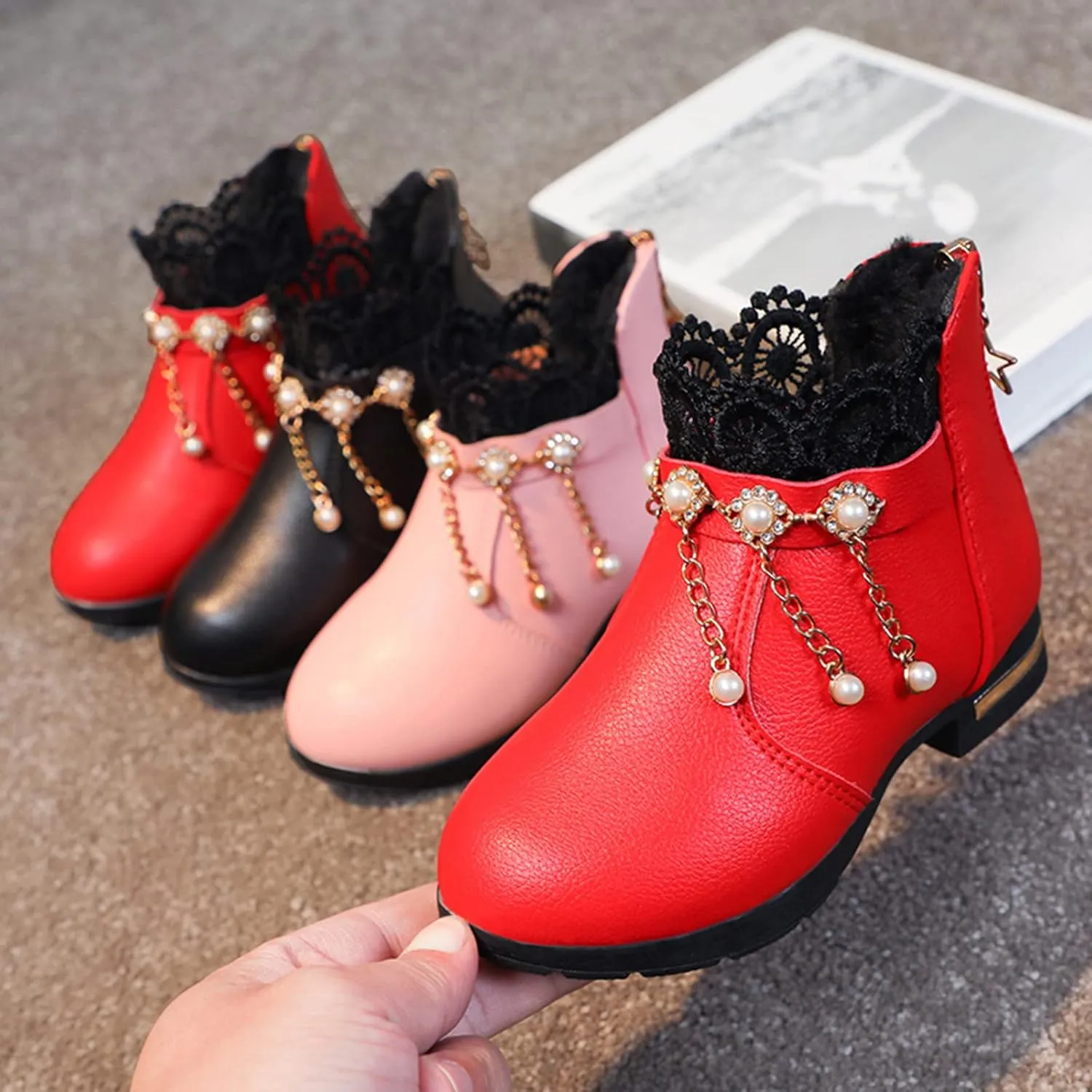 EnJoCho Children Casual Shoes Girls Baby Fragile Strap Ankle Boot Soft Snow Boots Kids Breathable Shoes 4-12 Years