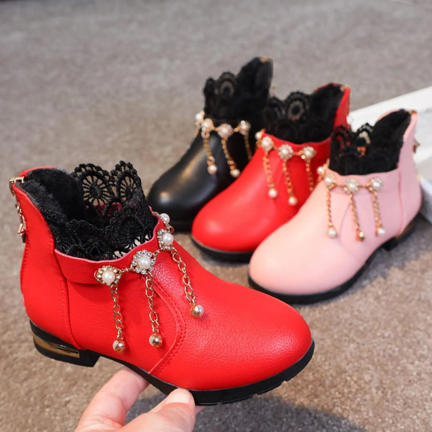 EnJoCho Children Casual Shoes Girls Baby Fragile Strap Ankle Boot Soft Snow Boots Kids Breathable Shoes 4-12 Years
