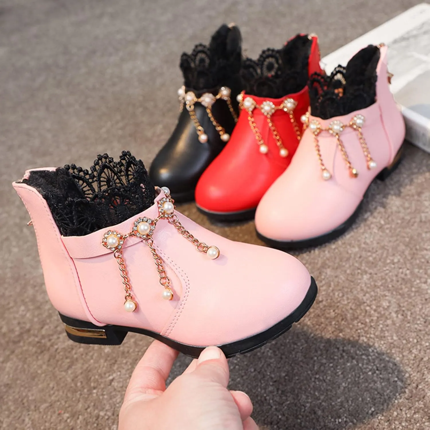 EnJoCho Children Casual Shoes Girls Baby Fragile Strap Ankle Boot Soft Snow Boots Kids Breathable Shoes 4-12 Years