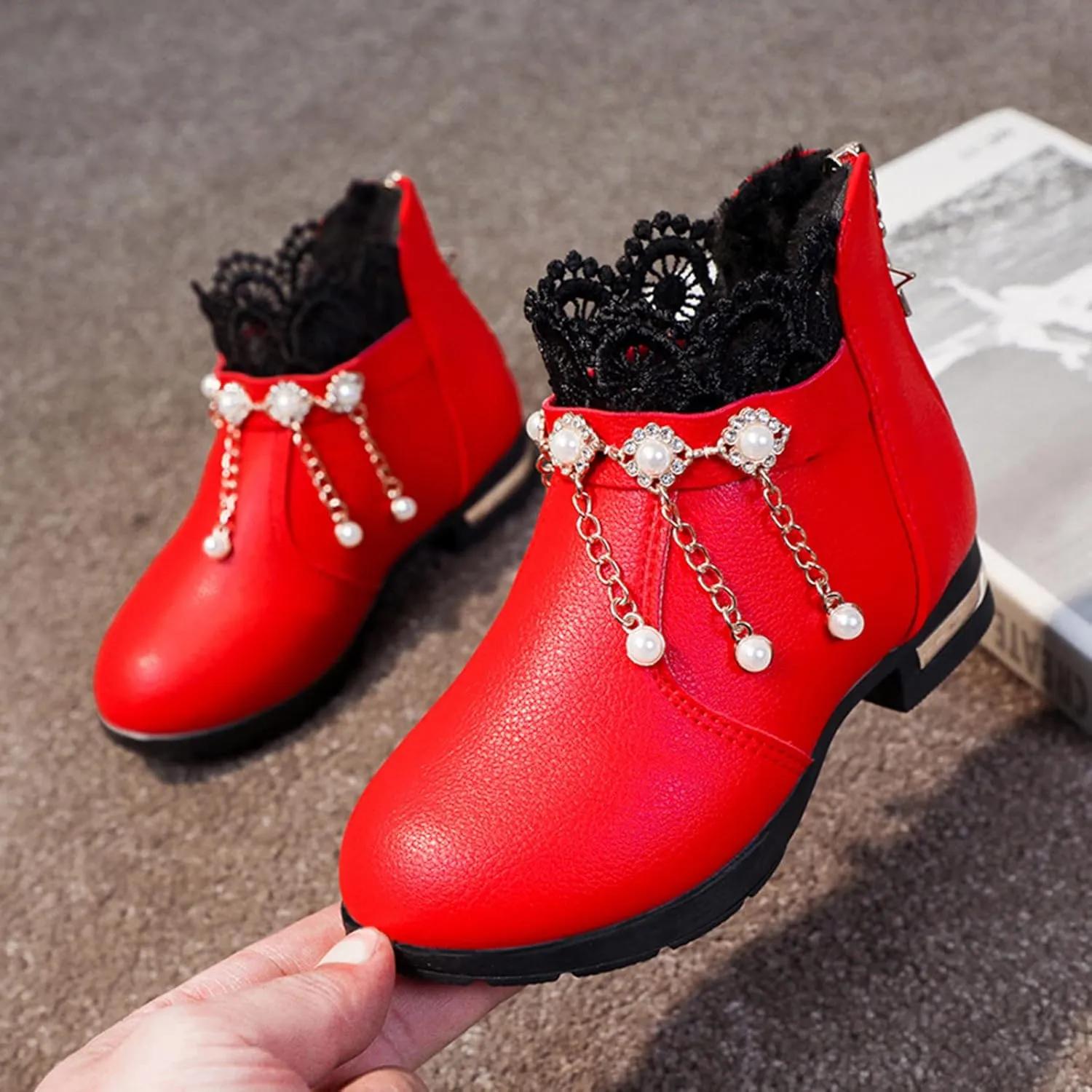 EnJoCho Children Casual Shoes Girls Baby Fragile Strap Ankle Boot Soft Snow Boots Kids Breathable Shoes 4-12 Years