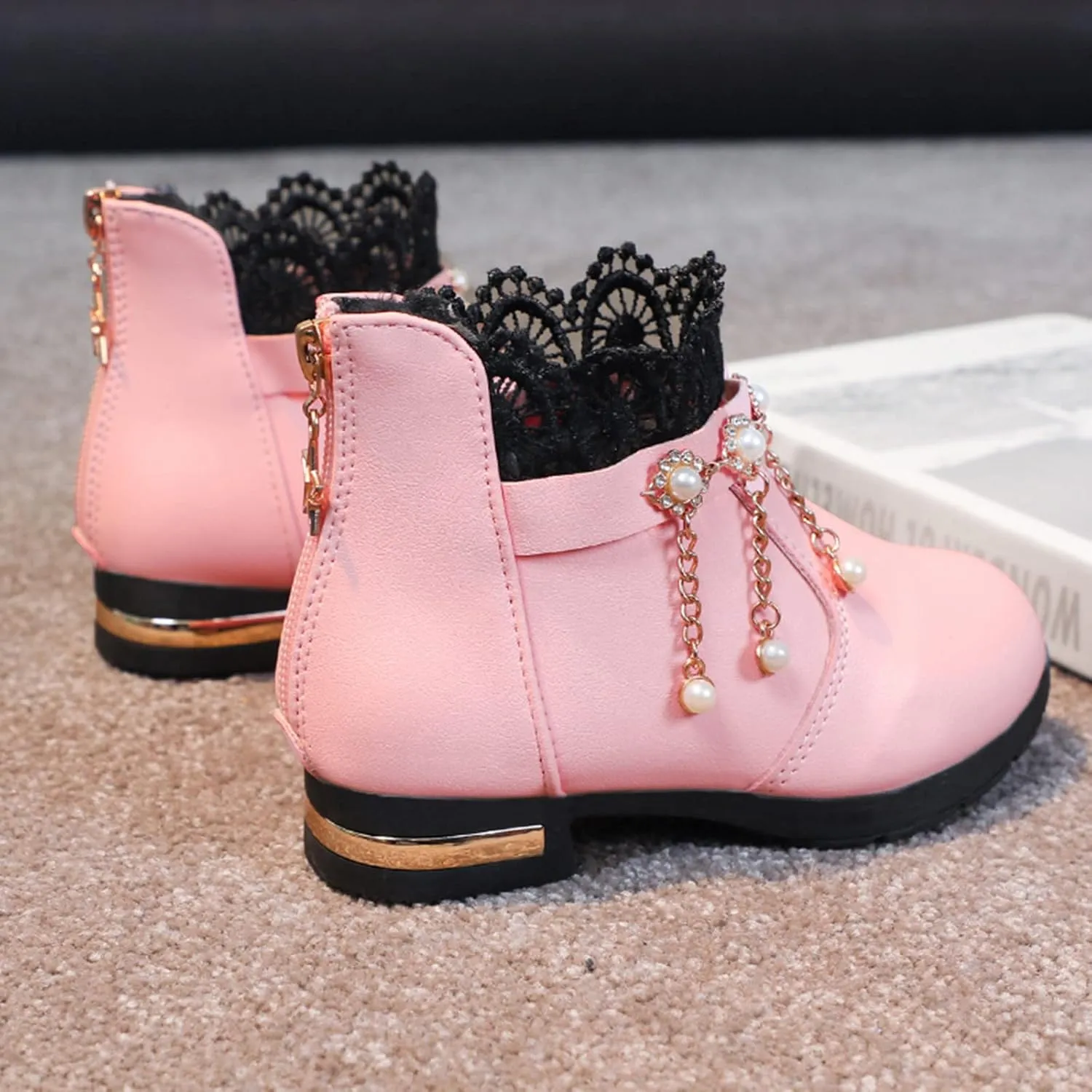EnJoCho Children Casual Shoes Girls Baby Fragile Strap Ankle Boot Soft Snow Boots Kids Breathable Shoes 4-12 Years