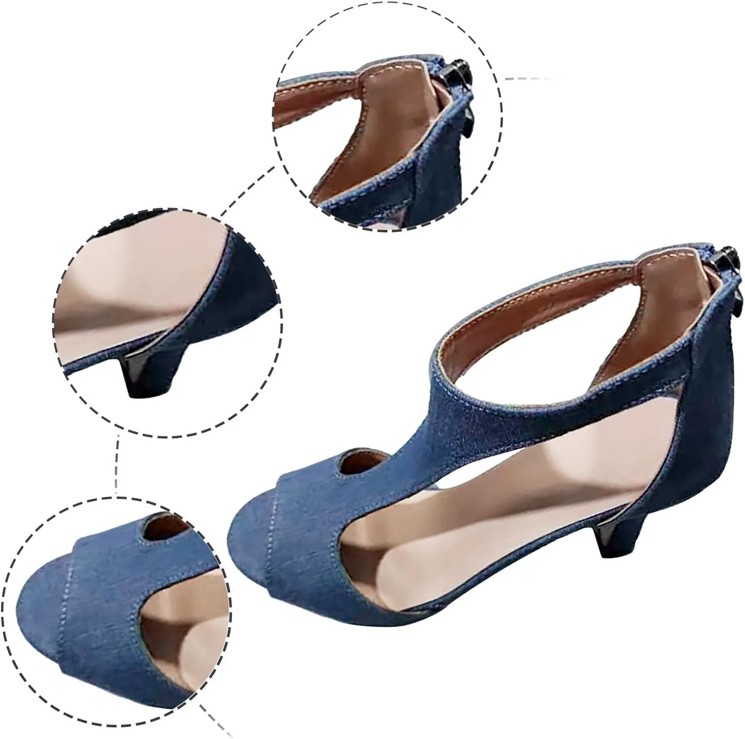 European And Fashion Back Zipper Fish Mouth Sandals Women's Summer New Foreign Trade Large Womens Leather Sandal