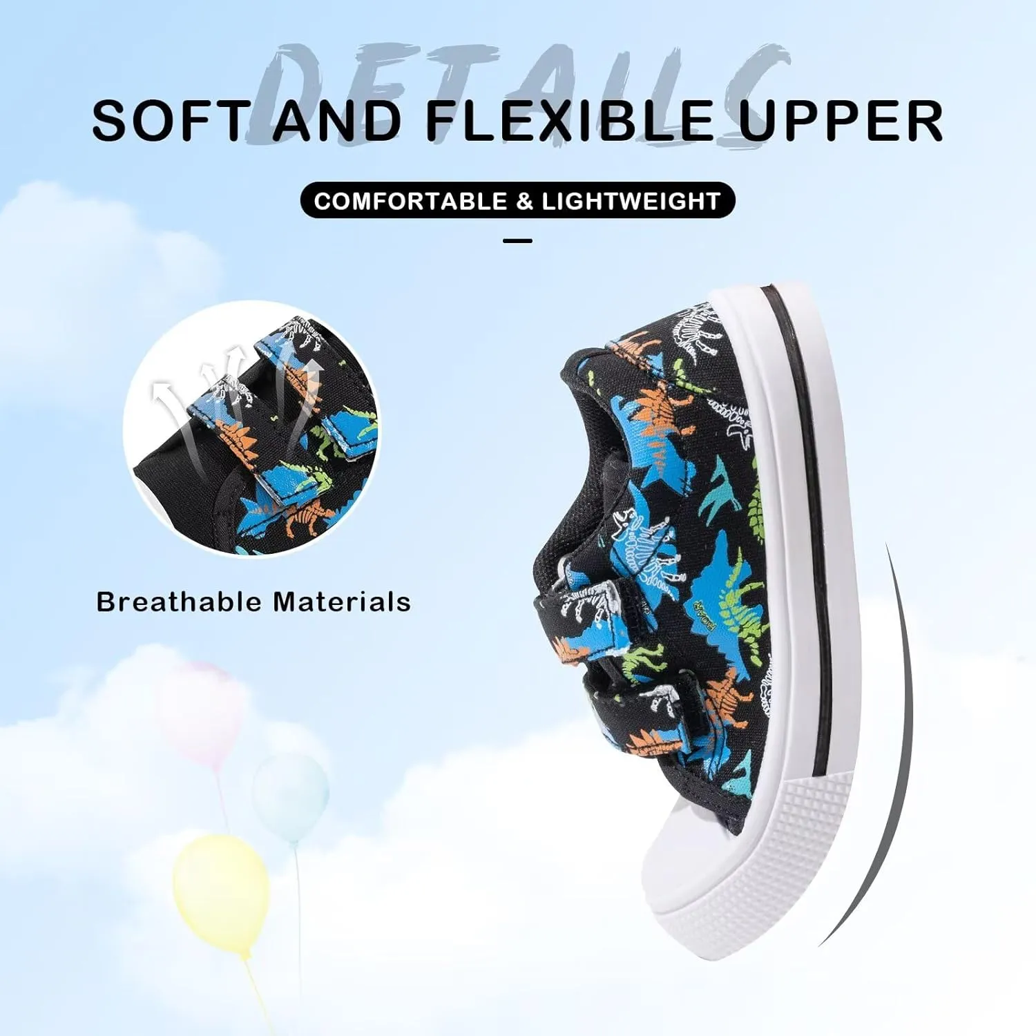 EUXTERPA Kids Toddler Sneakers Boys Girls Canvas Shoes Walking Sneaker with Easy Fasten Strap