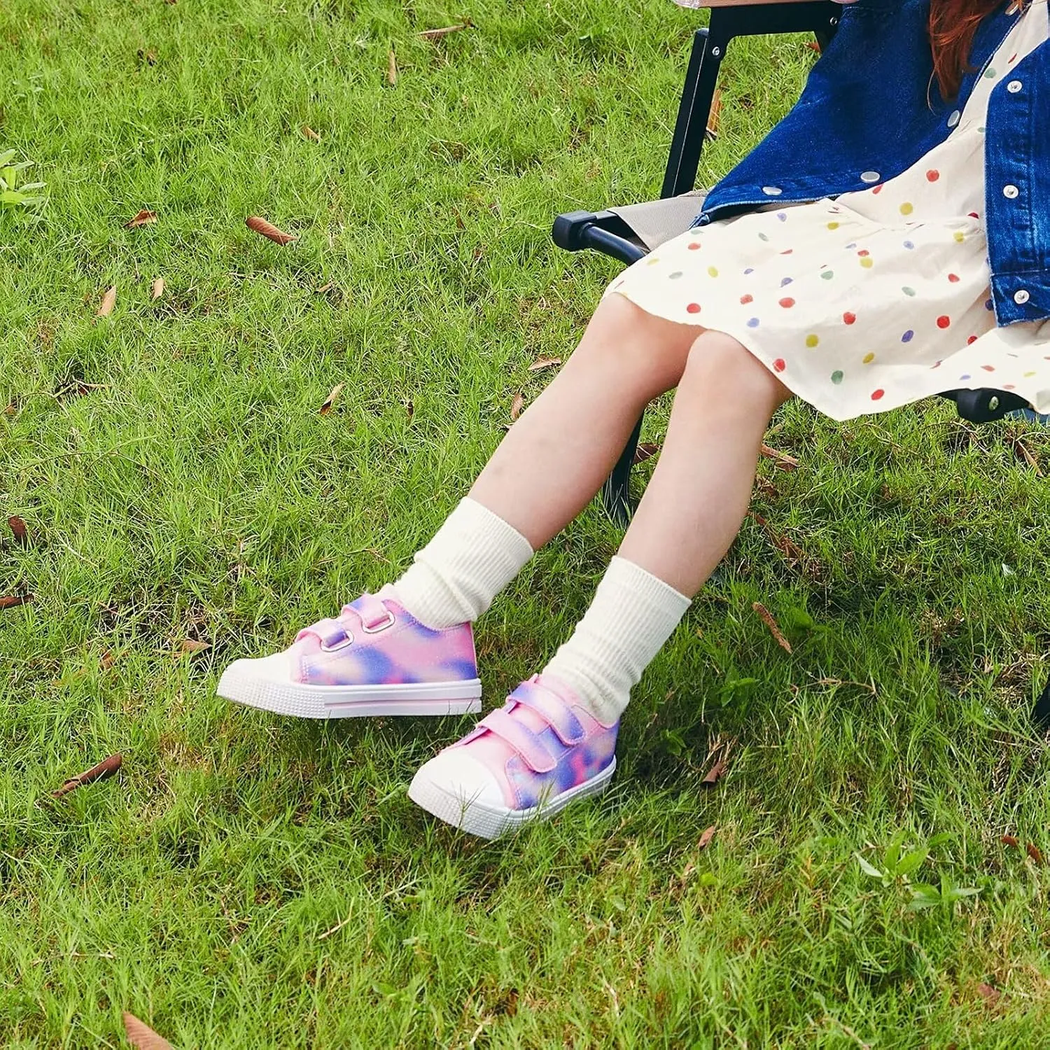 EUXTERPA Kids Toddler Sneakers Boys Girls Canvas Shoes Walking Sneaker with Easy Fasten Strap