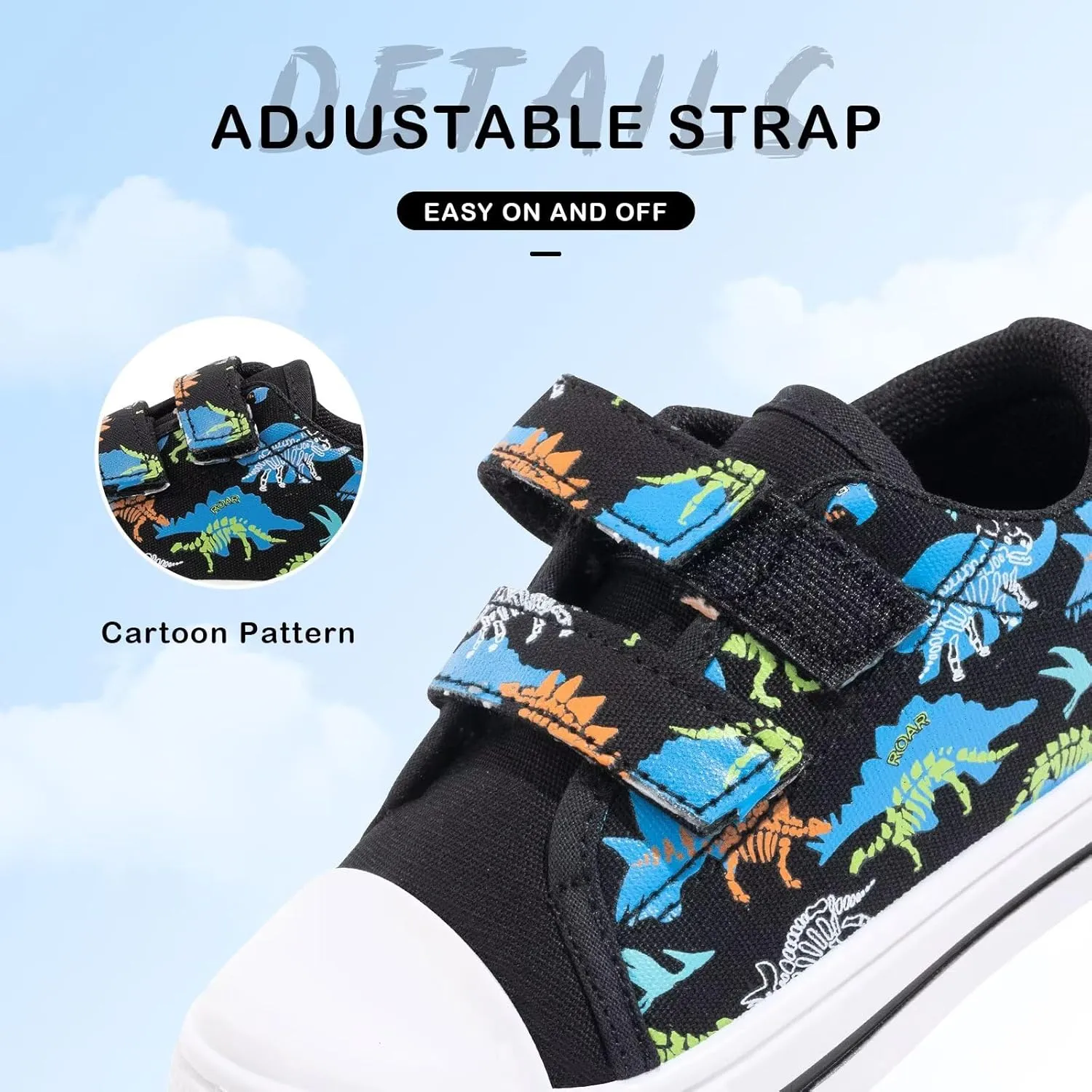 EUXTERPA Kids Toddler Sneakers Boys Girls Canvas Shoes Walking Sneaker with Easy Fasten Strap