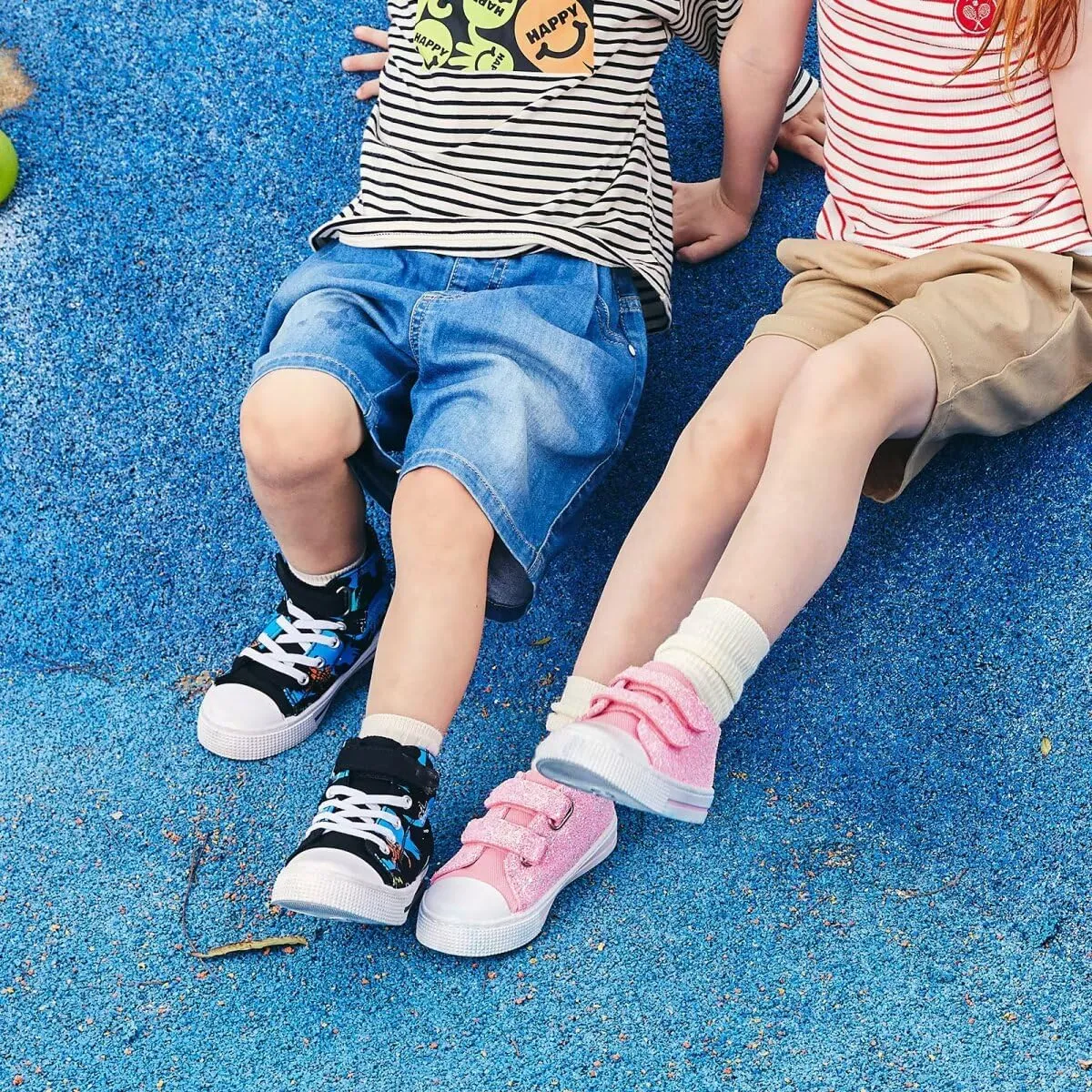 EUXTERPA Kids Toddler Sneakers Boys Girls Canvas Shoes Walking Sneaker with Easy Fasten Strap