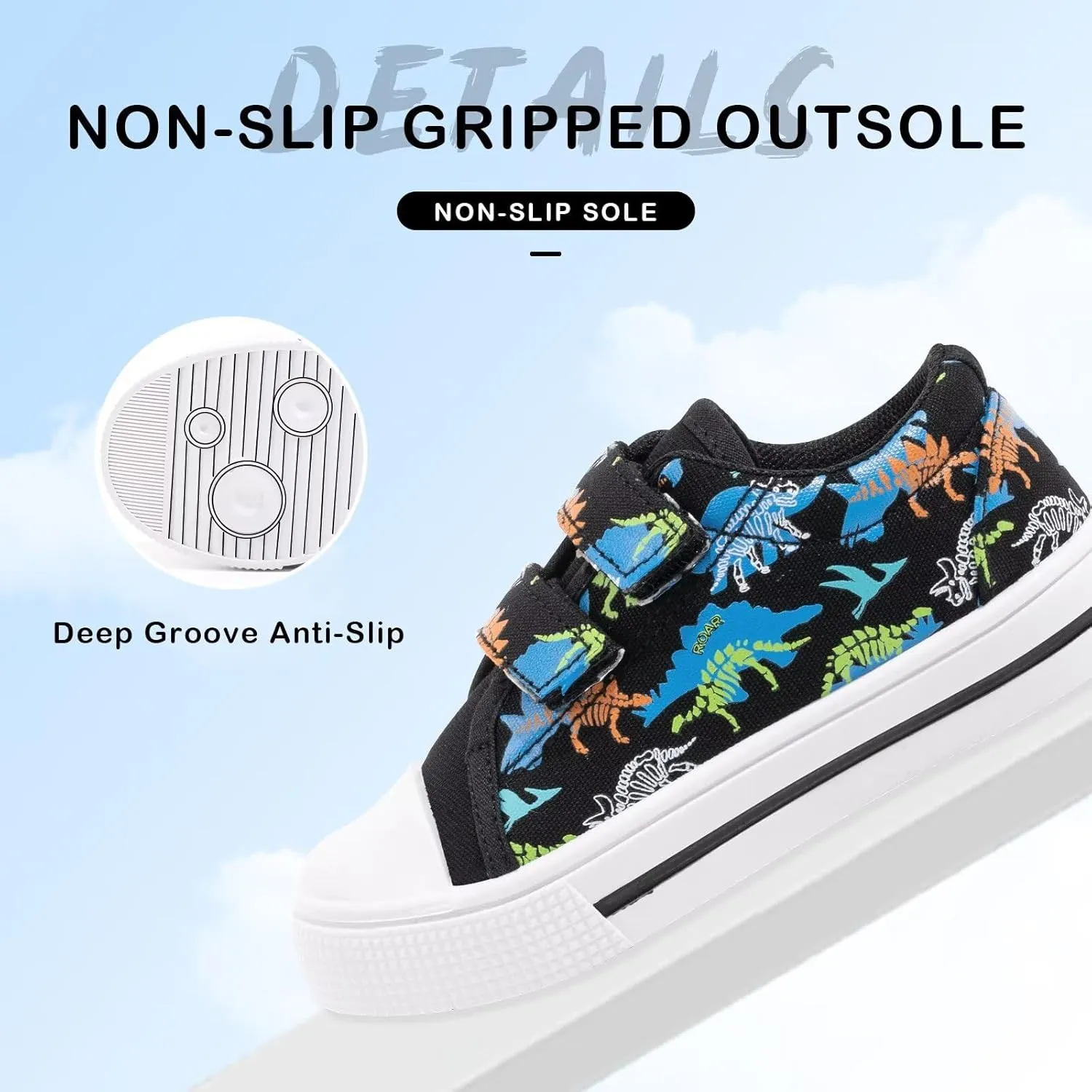 EUXTERPA Kids Toddler Sneakers Boys Girls Canvas Shoes Walking Sneaker with Easy Fasten Strap