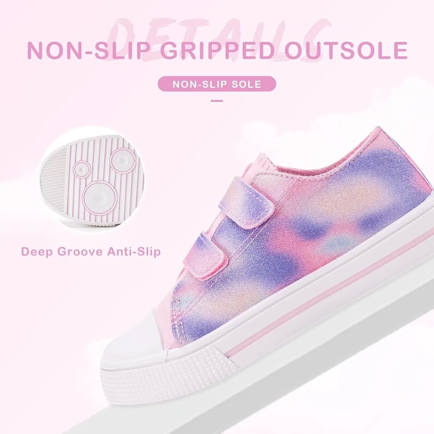 EUXTERPA Kids Toddler Sneakers Boys Girls Canvas Shoes Walking Sneaker with Easy Fasten Strap