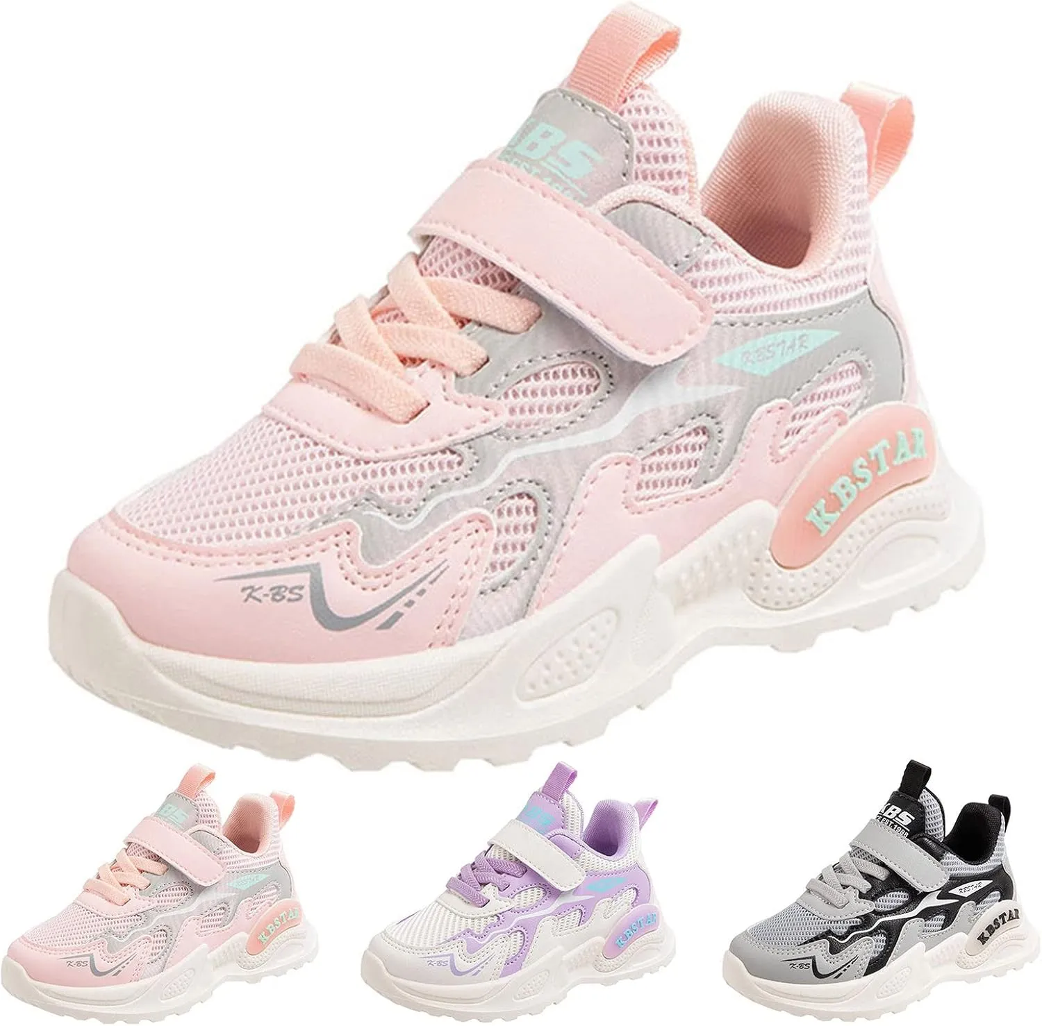 Fashion All Seasons Children Sports Girls Flat Lightweight Mesh Breathable and Comfortable Little Girl Slip on Shoes