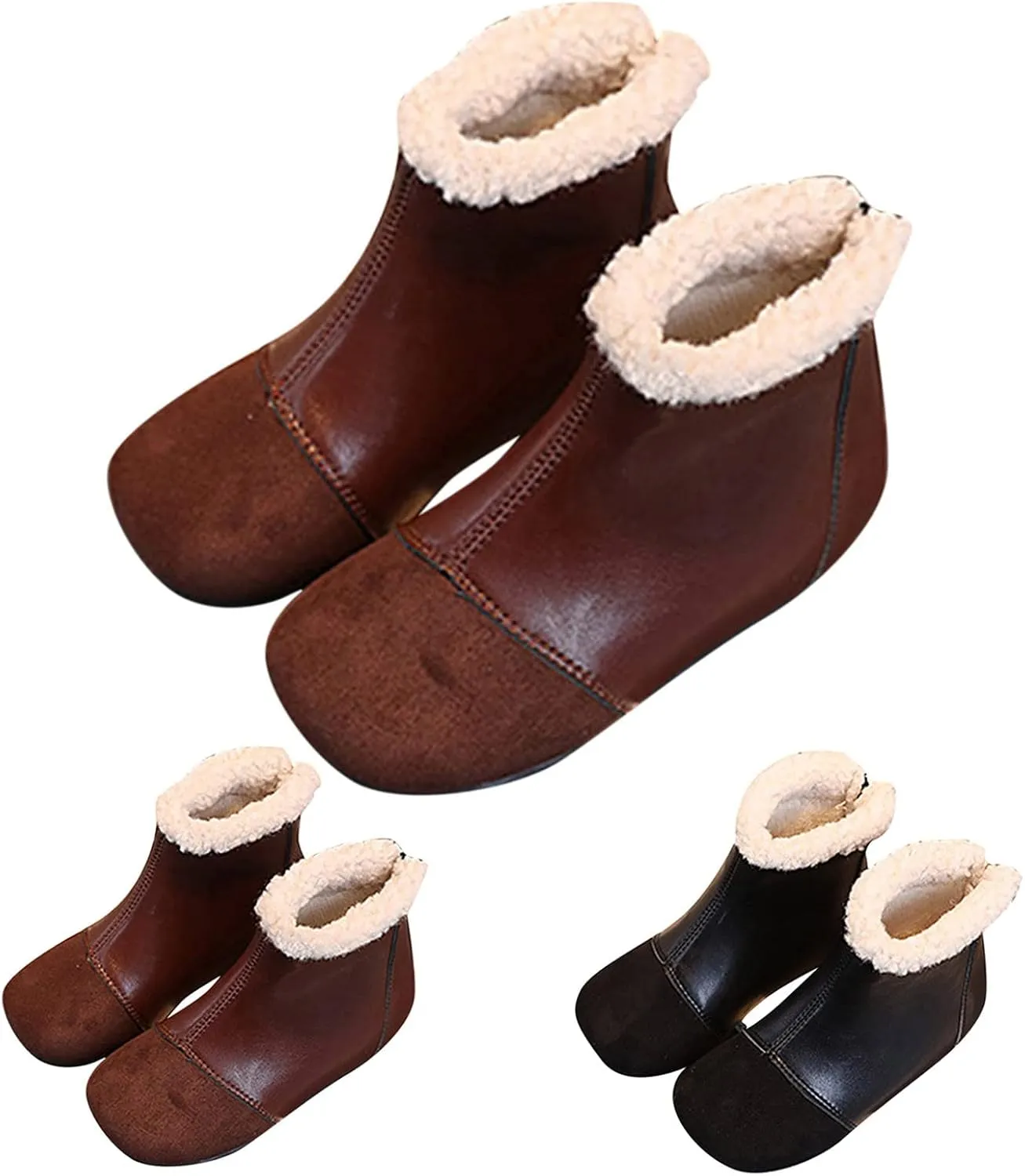 Fashion Winter Children Boots Boys And Girls Ankle Boots Flat Bottom Flat Heel Round Toe Solid Color Bling Boots Kids