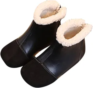 Fashion Winter Children Boots Boys And Girls Ankle Boots Flat Bottom Flat Heel Round Toe Solid Color Bling Boots Kids