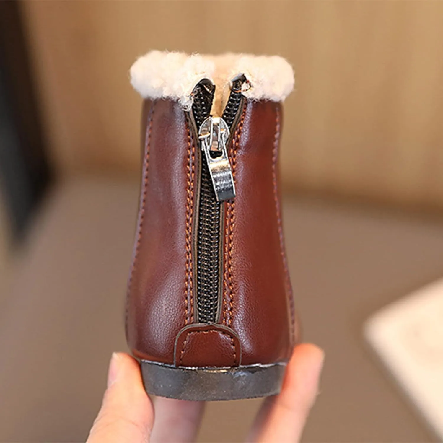 Fashion Winter Children Boots Boys And Girls Ankle Boots Flat Bottom Flat Heel Round Toe Solid Color Bling Boots Kids