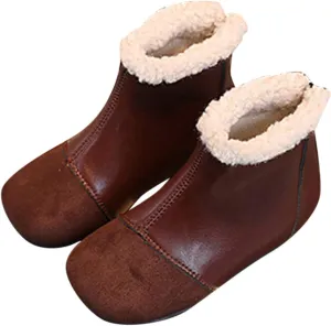 Fashion Winter Children Boots Boys And Girls Ankle Boots Flat Bottom Flat Heel Round Toe Solid Color Bling Boots Kids
