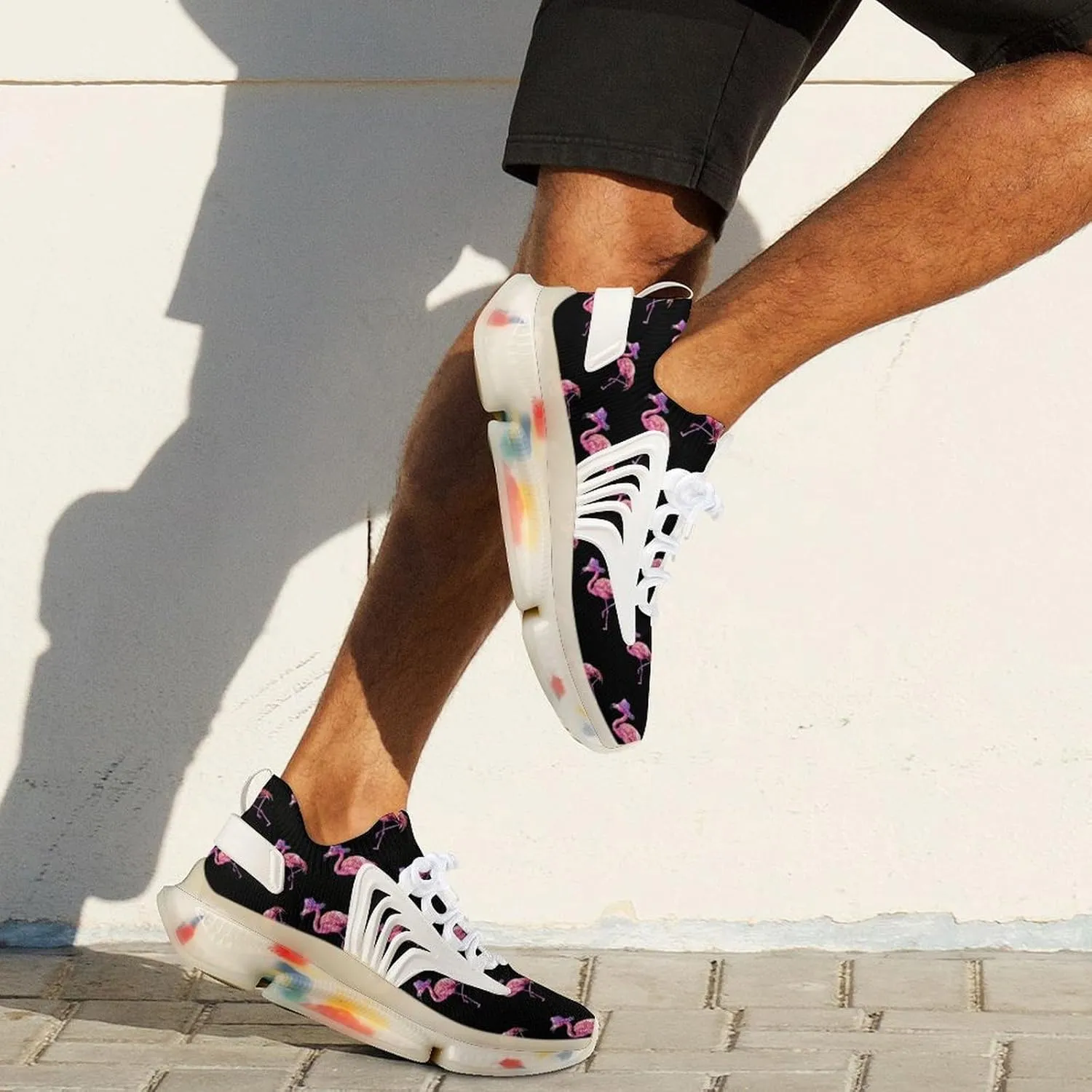 Flamingo with Hat Men's Running Shoes Lightweight Walking Shoe Breathable Sneaker