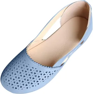 Flats for Women Baotou Hollow Wedge Sandals Low Heels Comfortable Vintage Slip on Shoes Breathable Elastic Sandal