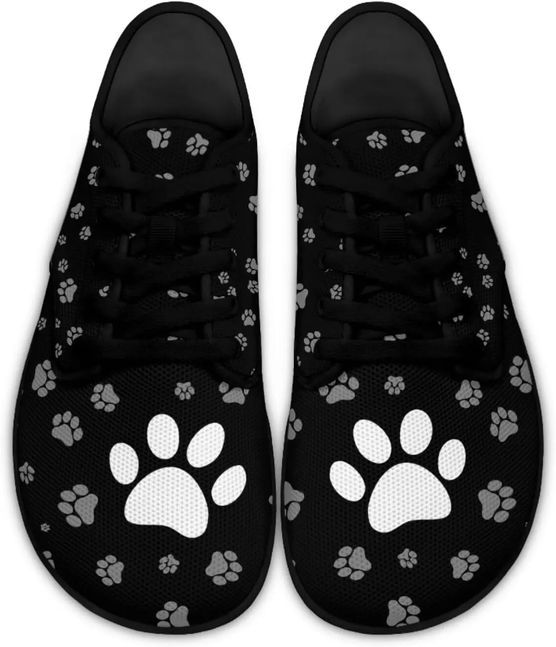 Forchrinse White Dog Paw Print Womens and Men Barefoot Shoes Low Top Wide Toe Minimalist Sneakers Breathable Trainer Walking Shoes