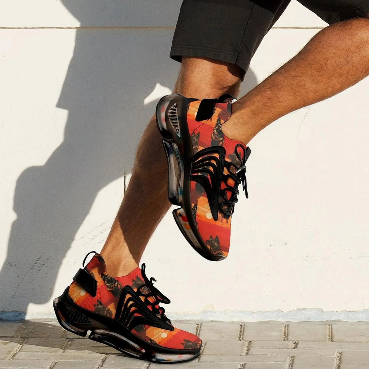 German Shepherd in Sunset Men's Running Shoes Lightweight Walking Shoe Breathable Sneaker