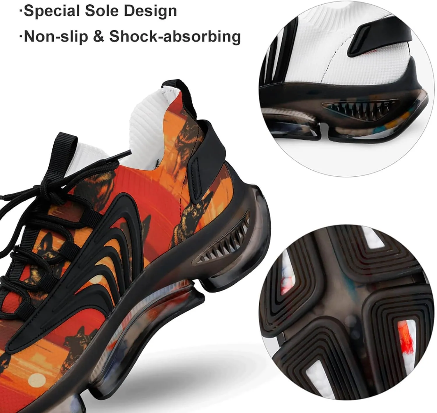 German Shepherd in Sunset Men's Running Shoes Lightweight Walking Shoe Breathable Sneaker