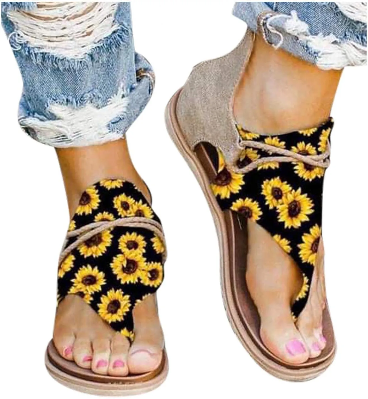 Gibobby Gladiator Sandals for Women Thong Sandals Flip Flop Dressy Summer Flat Travel Bohemian Roman Beach Open Toe Shoes