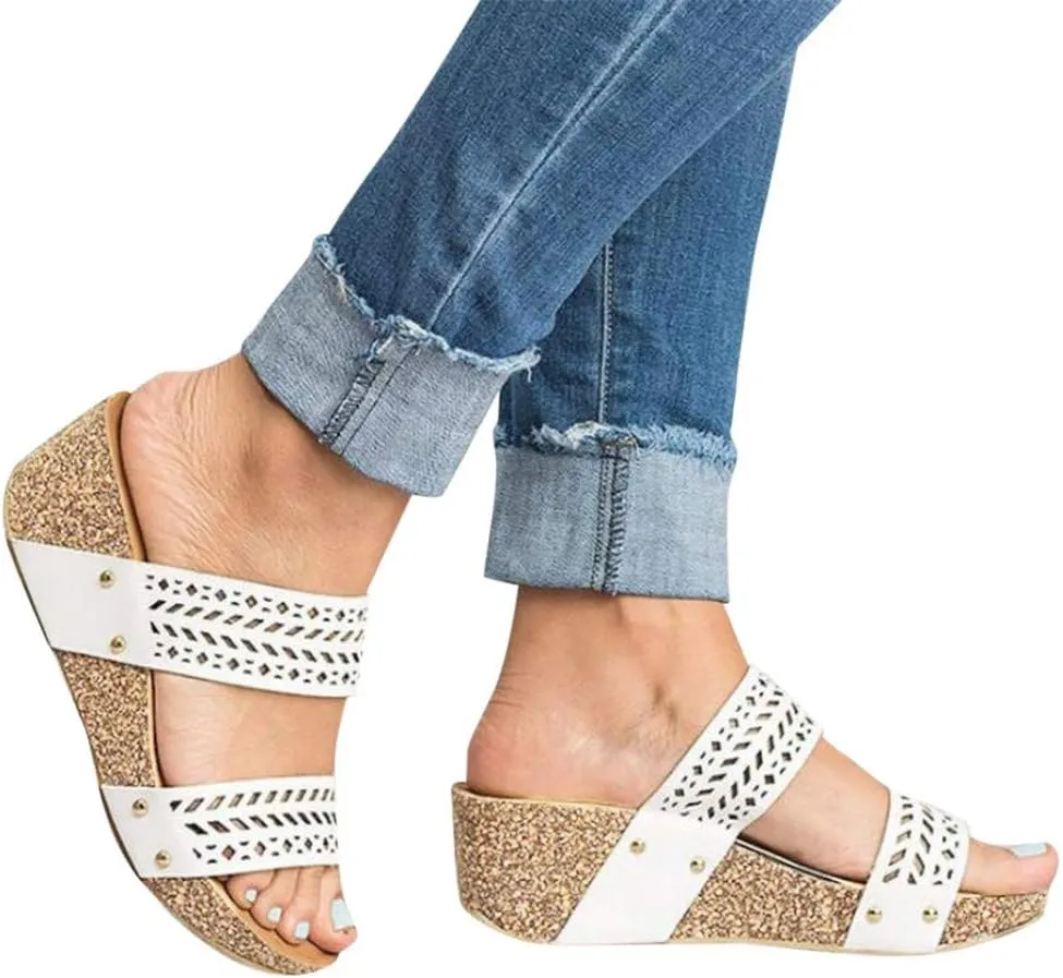 Gibobby Sandals for Women Wide Width,2019 Summer Comfy Platforms Sandal Shoes Beach Holllow Shoe Casual Flip Flops Slippers