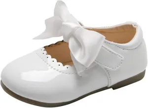 Girls Bow Sneaker Kids Flower Girl Dress Shoes Girl Ballet Flat P𝐚rty School Shoes Wedding Leather Soft Sole Non Slip