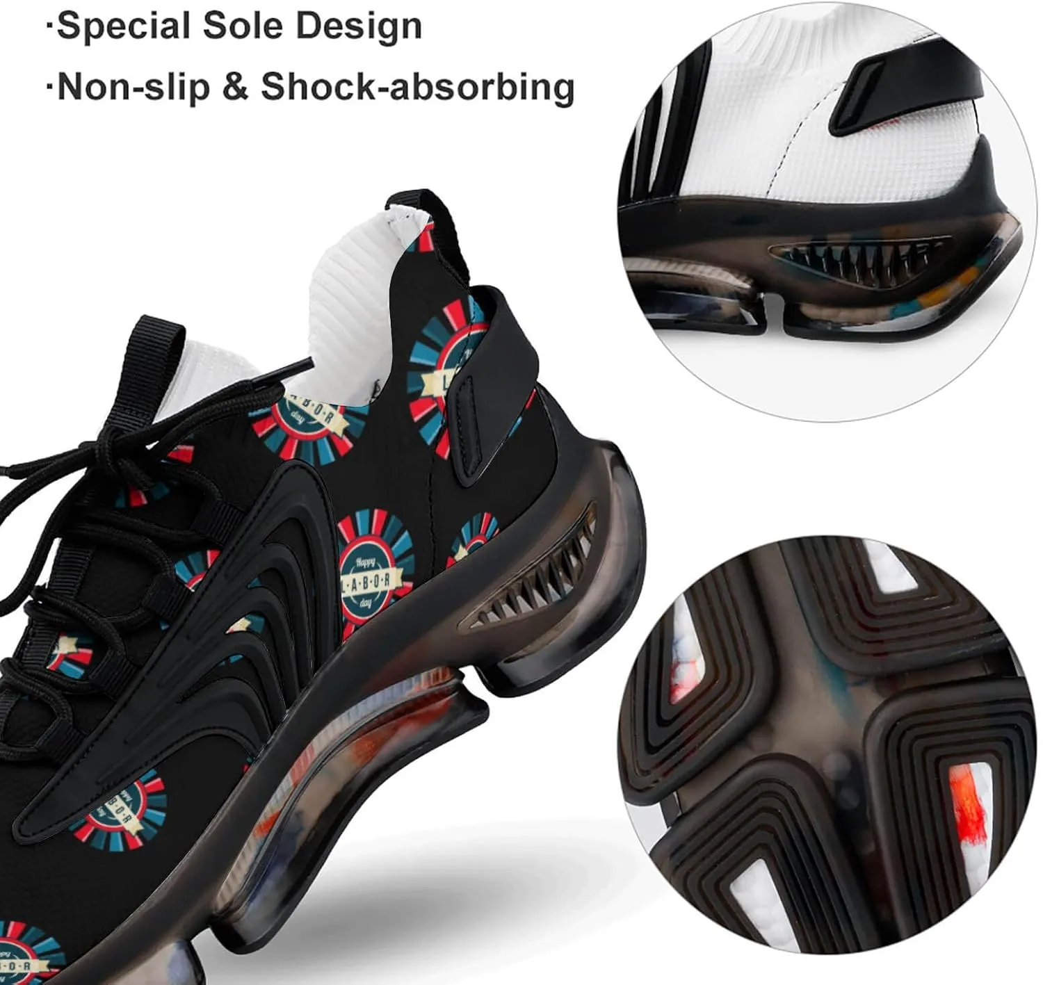 Happy Labor Day Men's Running Shoes Lightweight Walking Shoe Breathable Sneaker