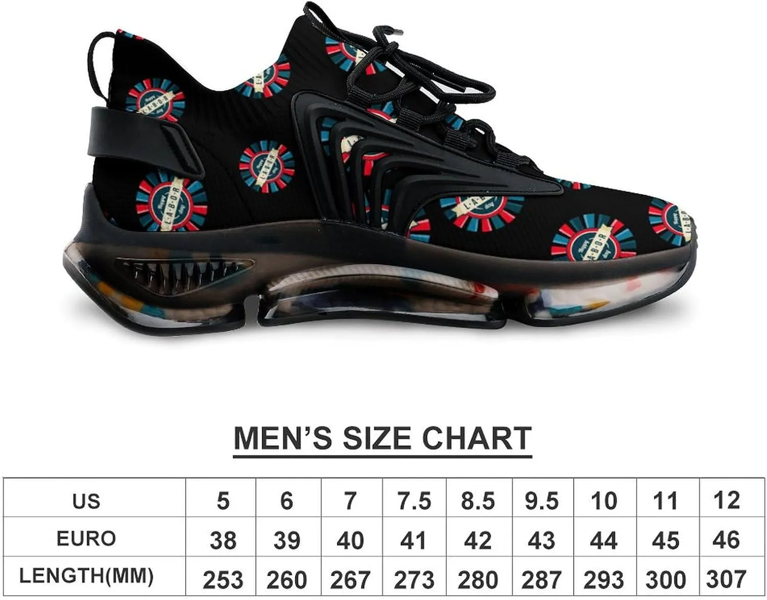 Happy Labor Day Men's Running Shoes Lightweight Walking Shoe Breathable Sneaker