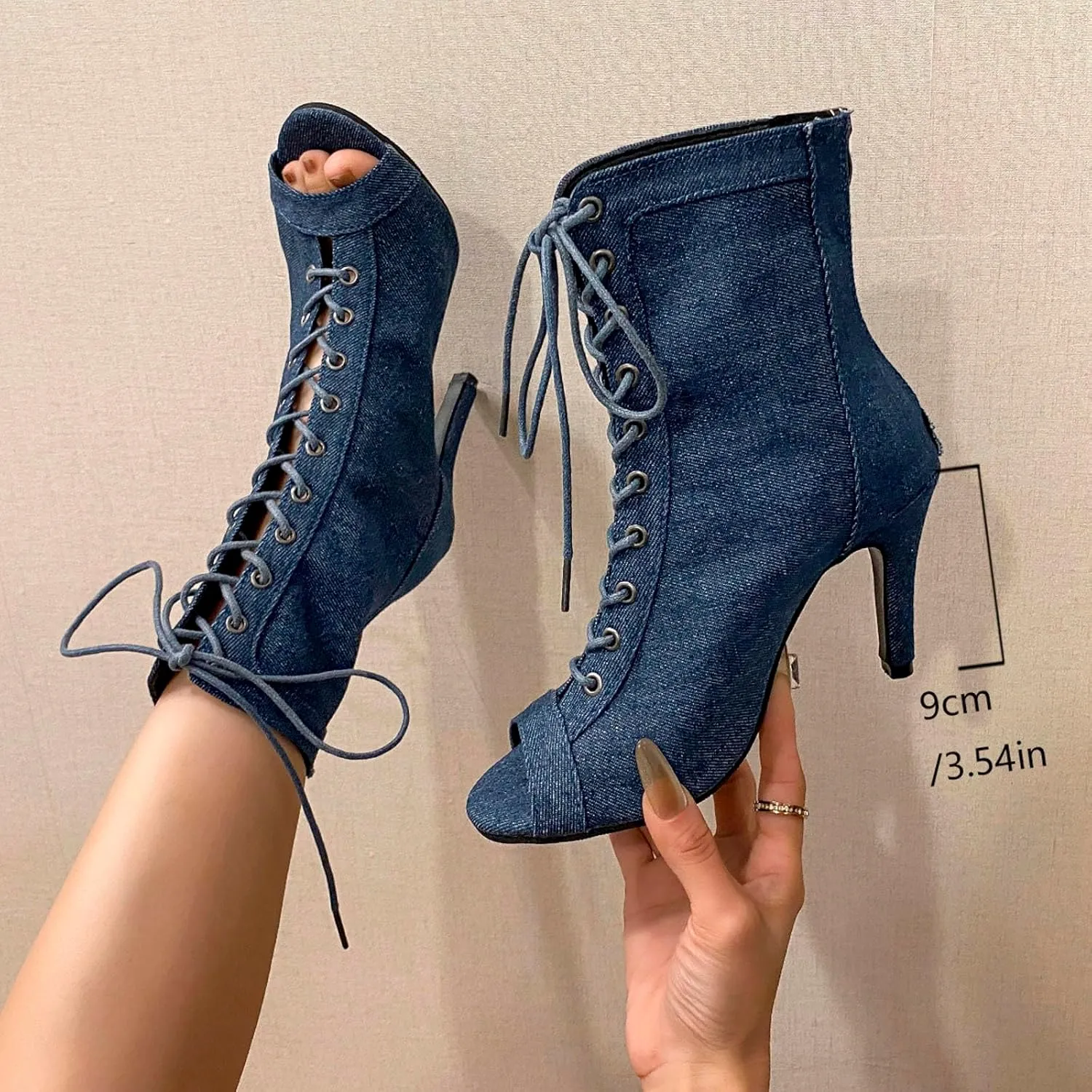 High Heels for Women Strappy Heels Classic Dress Sandals Open Toe Summer Booties Breathable Mesh Sandals
