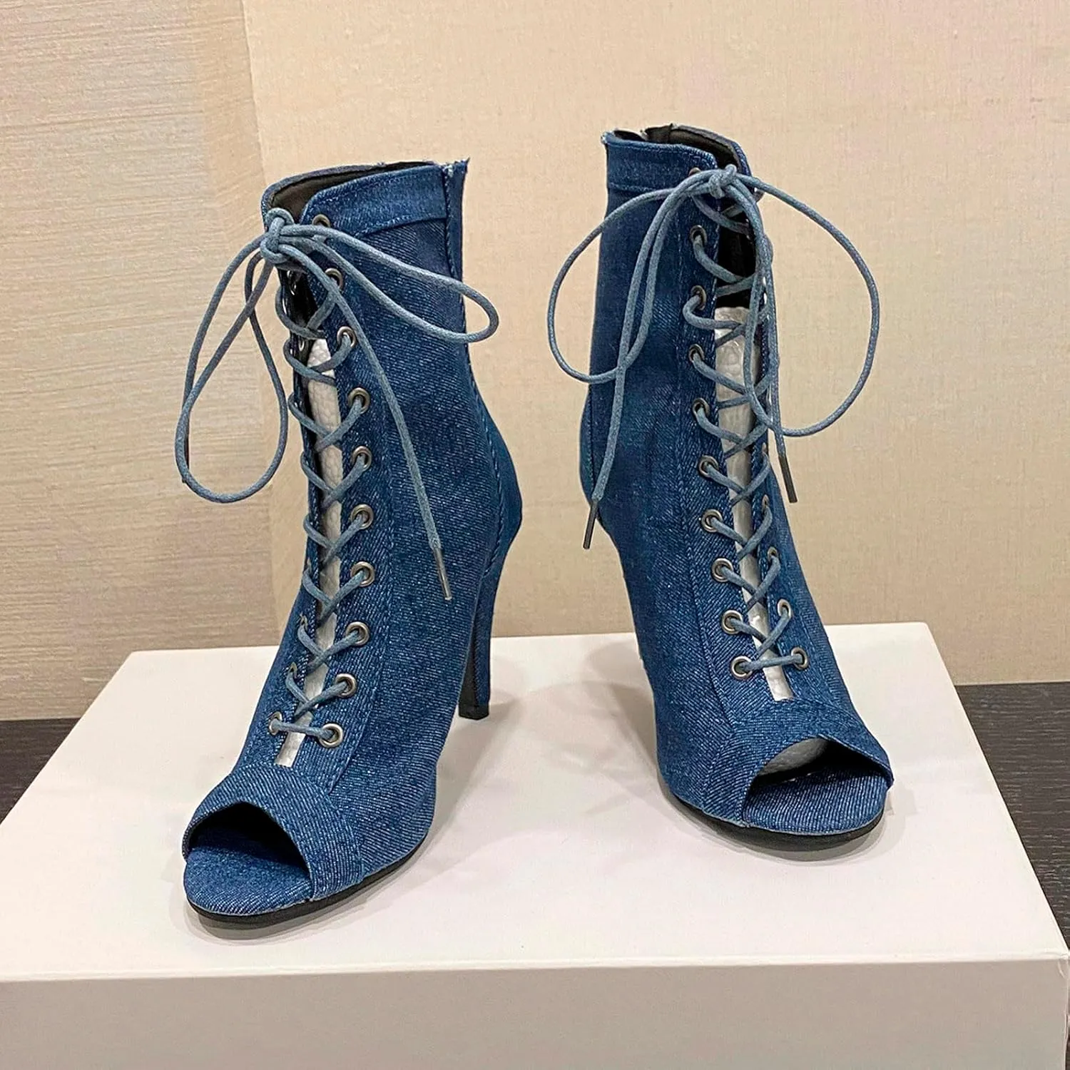 High Heels for Women Strappy Heels Classic Dress Sandals Open Toe Summer Booties Breathable Mesh Sandals
