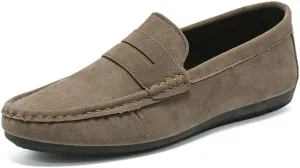 HOOENG Mens Loafers Shoe Suede Vamp Moe-Toe Penny Loafers Stitching Details Comfortable Anti-Slip Flexible Walking Slip-ons