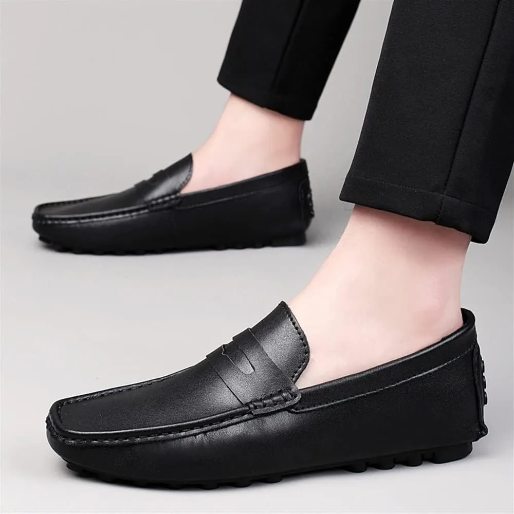 HOOENG Men's Loafers Shoes Penny Driving Loafers Driving Simple Leather Comfortable Slip Resistant Flexible Classic Casual Slip-ons