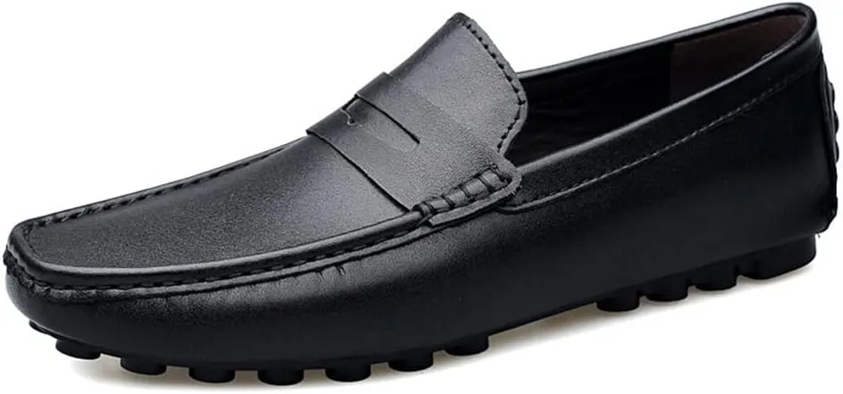 HOOENG Men's Loafers Shoes Penny Driving Loafers Driving Simple Leather Comfortable Slip Resistant Flexible Classic Casual Slip-ons