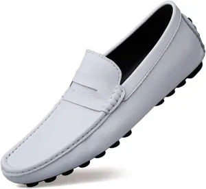 HOOENG Men's Loafers Shoes Penny Driving Loafers Driving Simple Leather Comfortable Slip Resistant Flexible Classic Casual Slip-ons