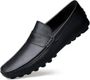 HOOENG Men's Loafers Shoes Penny Driving Loafers Driving Simple Leather Comfortable Slip Resistant Flexible Classic Casual Slip-ons