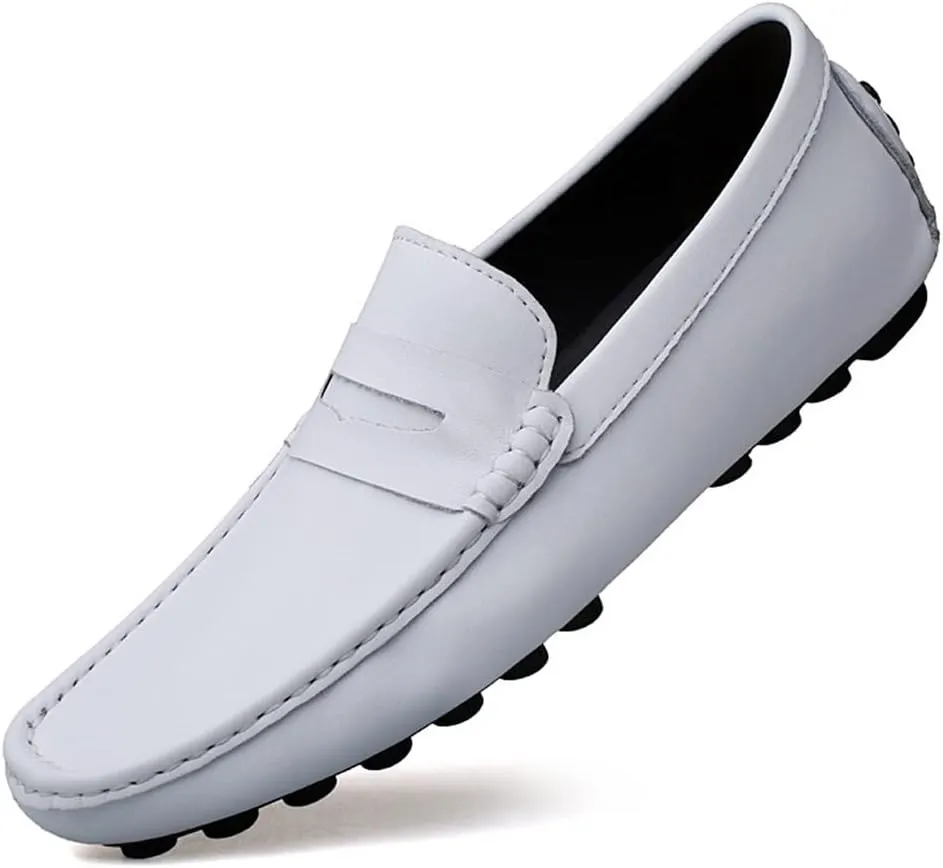 HOOENG Men's Loafers Shoes Penny Driving Loafers Driving Simple Leather Comfortable Slip Resistant Flexible Classic Casual Slip-ons