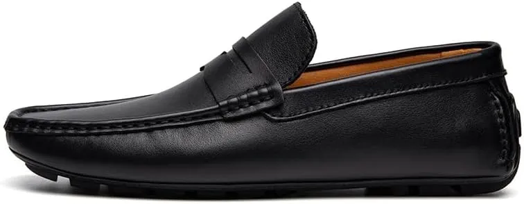HOOENG Men's Loafers Square Toe Penny Loafers Faux Leather Comfortable Flexible Flat Heel Party Prom Slip-ons