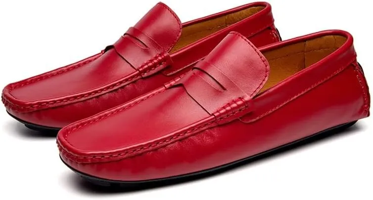 HOOENG Men's Loafers Square Toe Penny Loafers Faux Leather Comfortable Flexible Flat Heel Party Prom Slip-ons